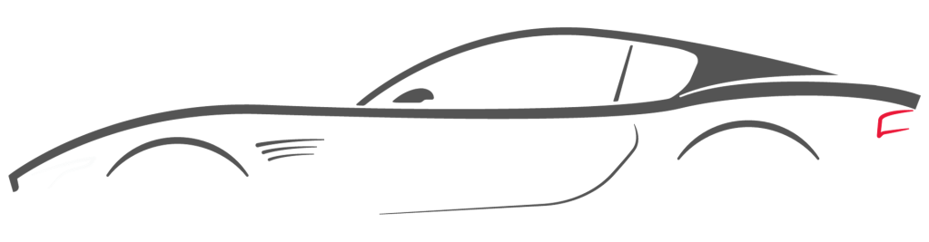 Umrißzeichnung eines Sportwagens